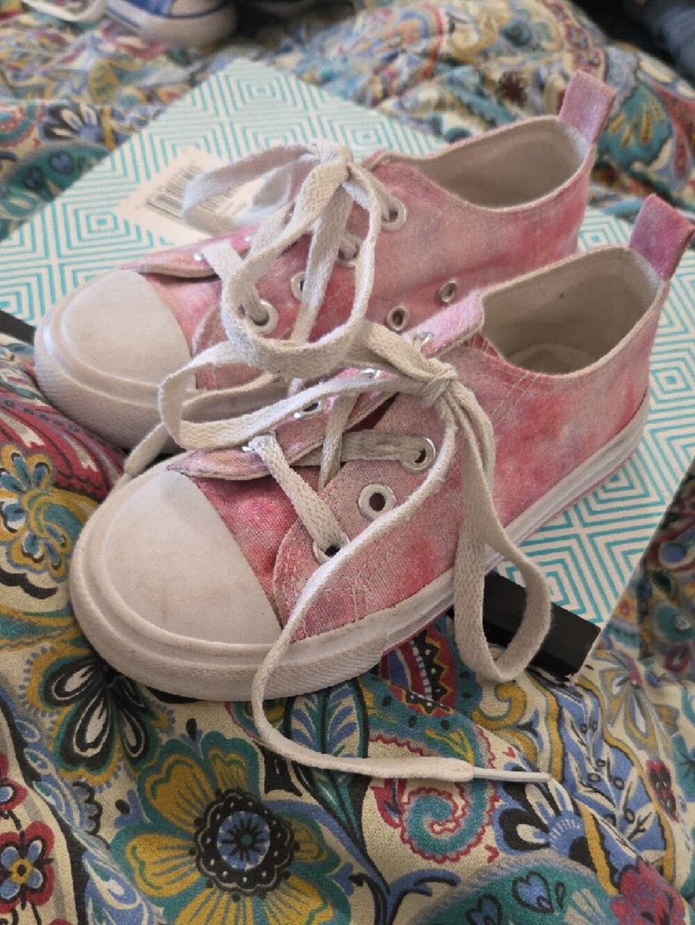 Kids Pink Canvas Lace-Up Sneakers - Picture 2 of 3